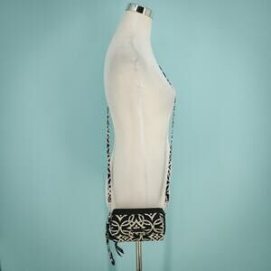 Vera Bradley Concerto Black White Print Small Quilted Cotton Crossbody Bag Purse